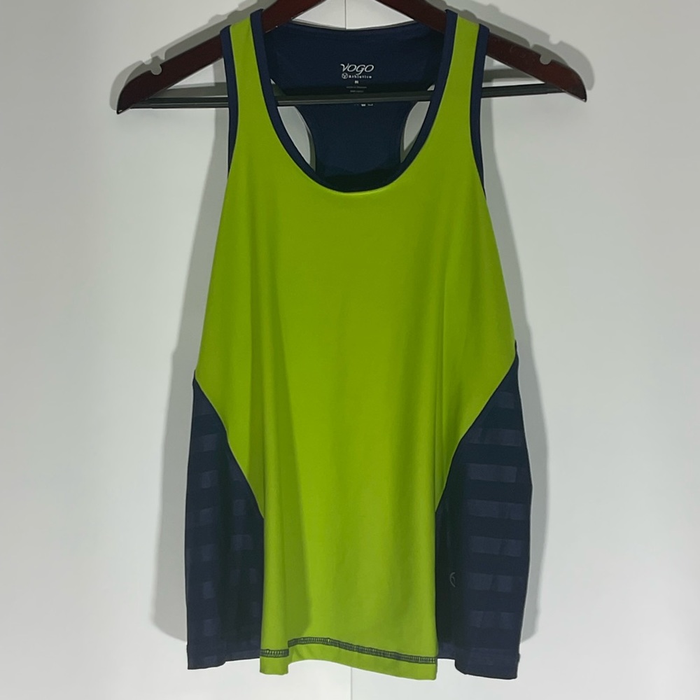 Vogo Athletica Tank Top Racer Back Lime & Blue Size Medium